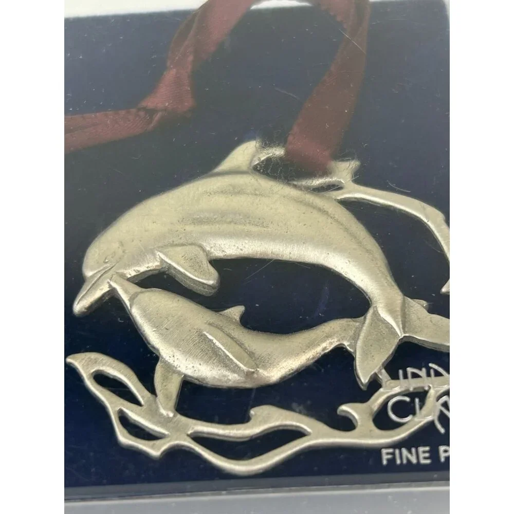 Lindsay Claire Fine Pewter Dolphin Ornament Coastal Ornament Christmas Holiday
